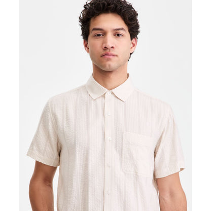 Sun + Stone Men's Textured-Stripe Short-Sleeve Shirt, Macy's Exclusive