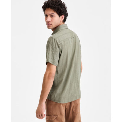 Sun + Stone Men's Textured-Stripe Short-Sleeve Shirt, Macy's Exclusive
