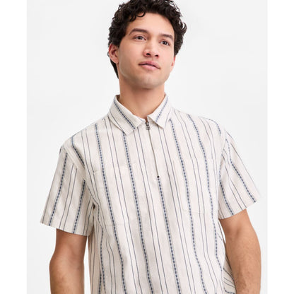 Sun + Stone Men's Cotton Anchor-Stripe Quarter-Zip Shirt, Macy's Exclusive