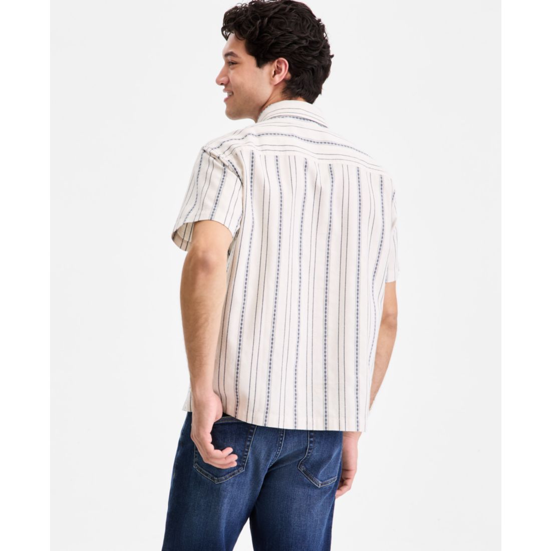 Sun + Stone Men's Cotton Anchor-Stripe Quarter-Zip Shirt, Macy's Exclusive