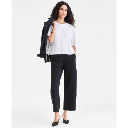 I.n.c. International Concepts Women's Cotton Lace-Up-Hem T-Shirt, Macy's Exclusive