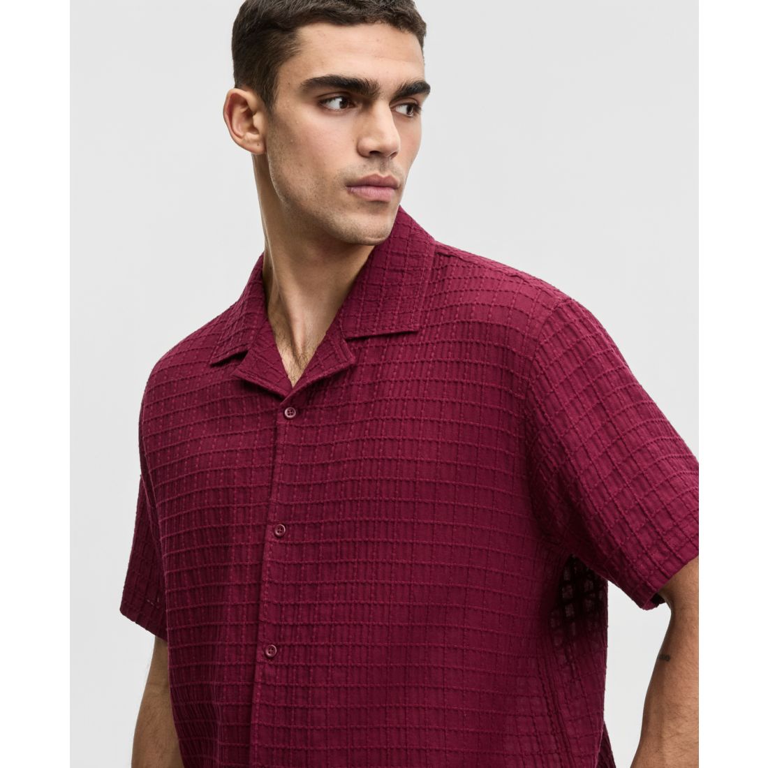 Mode of One Men's Relaxed-Fit Crinkled Short-Sleeve Shirt, Macy's Exclusive