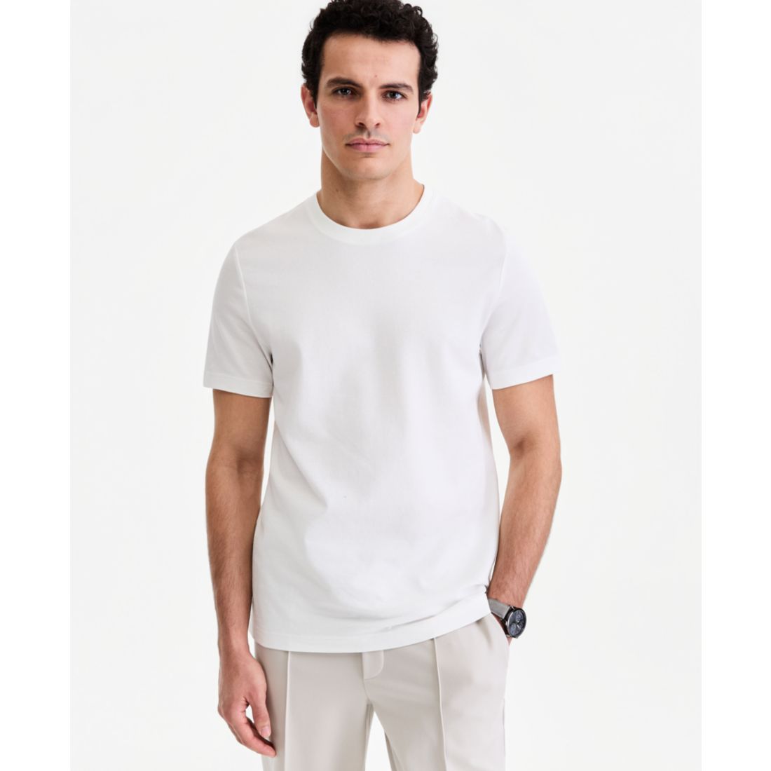 Alfani Men's Short-Sleeve Textured Mercerized T-Shirt, Macy's Exclusive