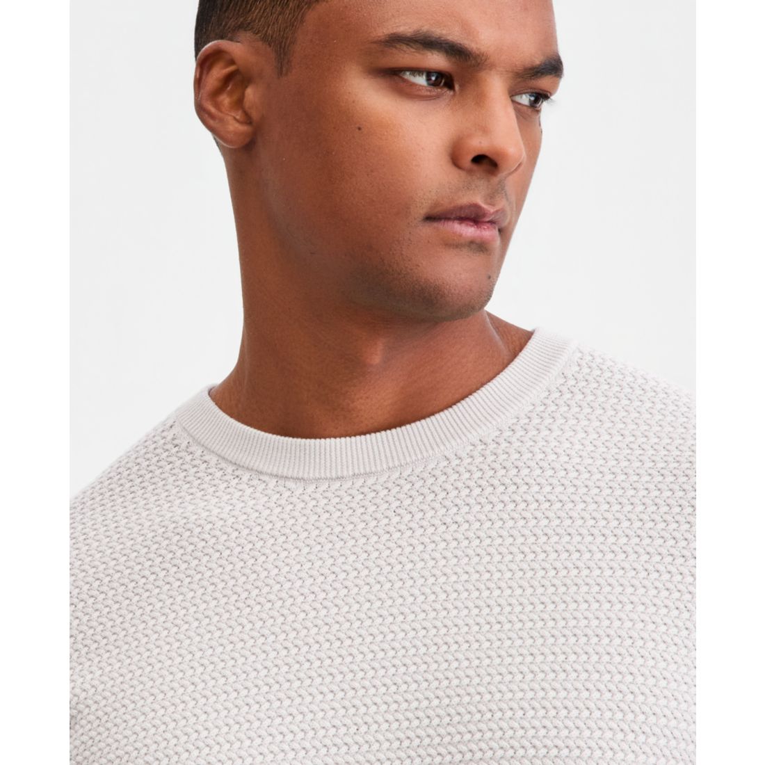 Alfani Men's Cotton Textured Crewneck Long-Sleeve Sweater, Macy's Exclusive