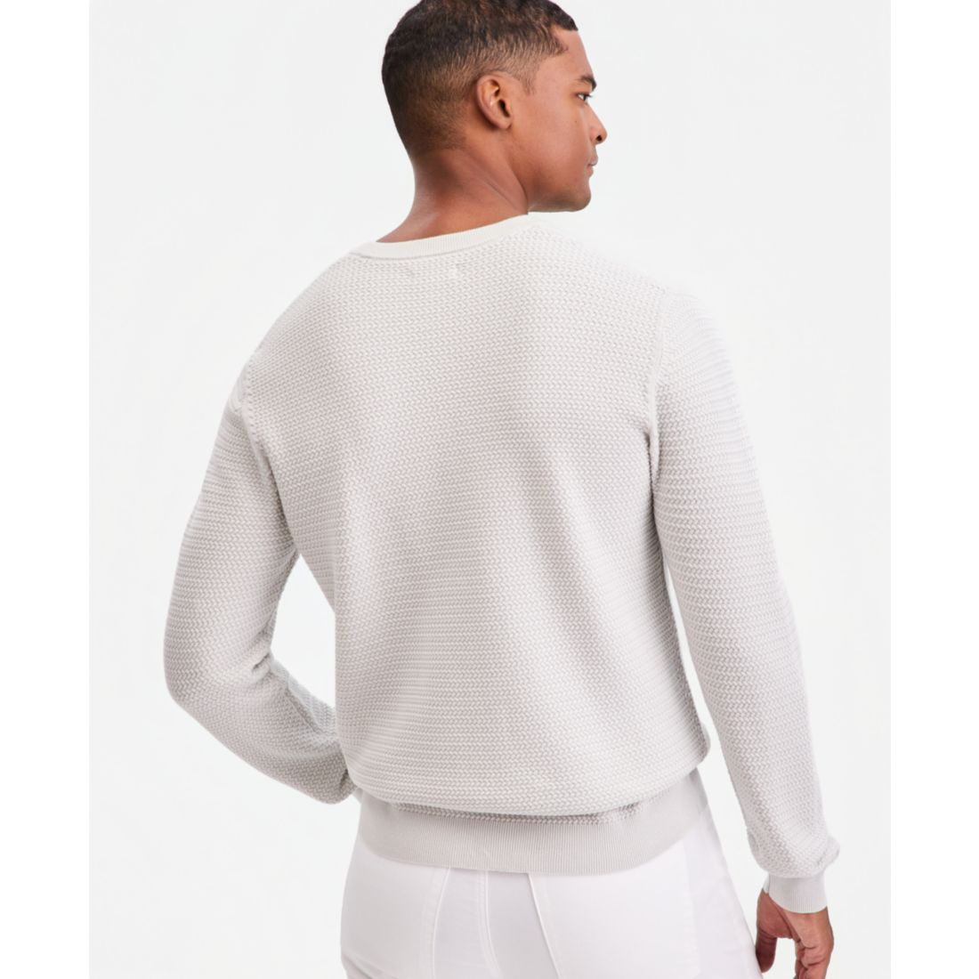 Alfani Men's Cotton Textured Crewneck Long-Sleeve Sweater, Macy's Exclusive