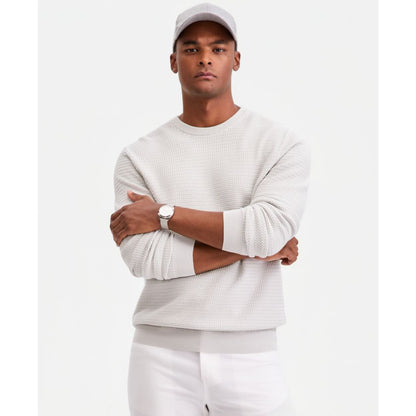 Alfani Men's Cotton Textured Crewneck Long-Sleeve Sweater, Macy's Exclusive