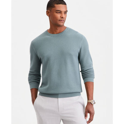 Alfani Men's Cotton Textured Crewneck Long-Sleeve Sweater, Macy's Exclusive