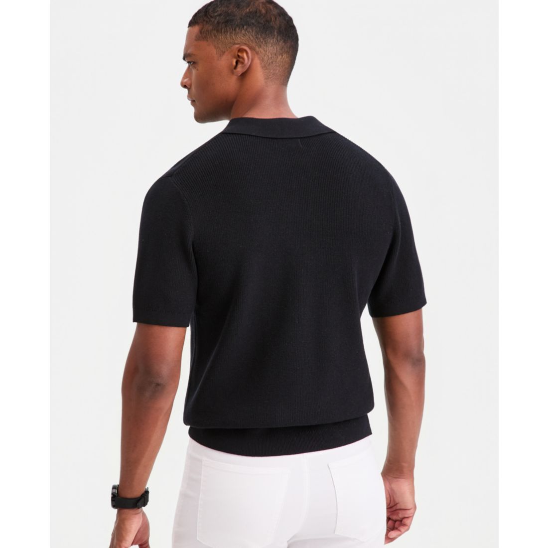 Alfani Men's Cotton Johnny Collar Short-Sleeve Sweater, Macy's Exclusive
