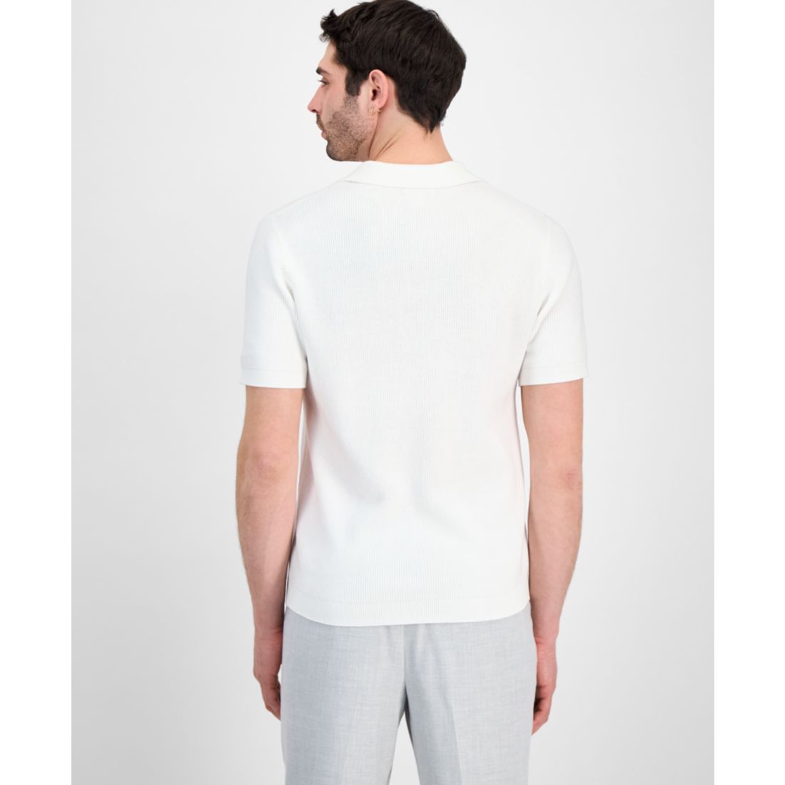Alfani Men's Cotton Johnny Collar Short-Sleeve Sweater, Macy's Exclusive