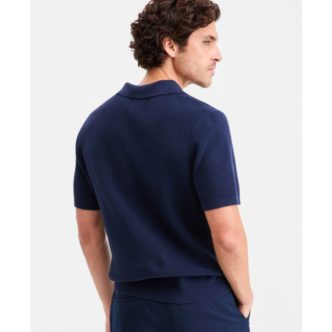 Alfani Men's Cotton Johnny Collar Short-Sleeve Sweater, Macy's Exclusive
