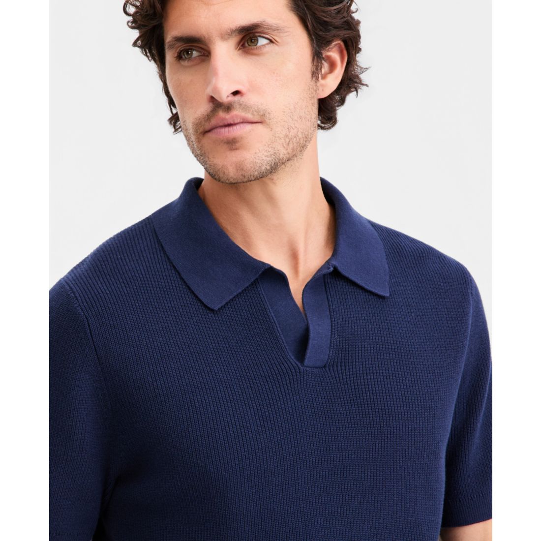Alfani Men's Cotton Johnny Collar Short-Sleeve Sweater, Macy's Exclusive