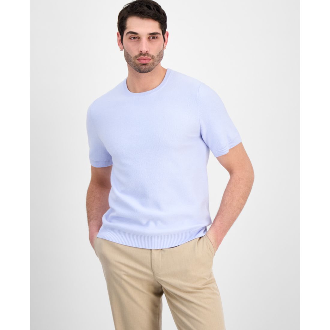 Alfani Men's Oversized Pique Knit Short-Sleeve Sweater, Macy's Exclusive