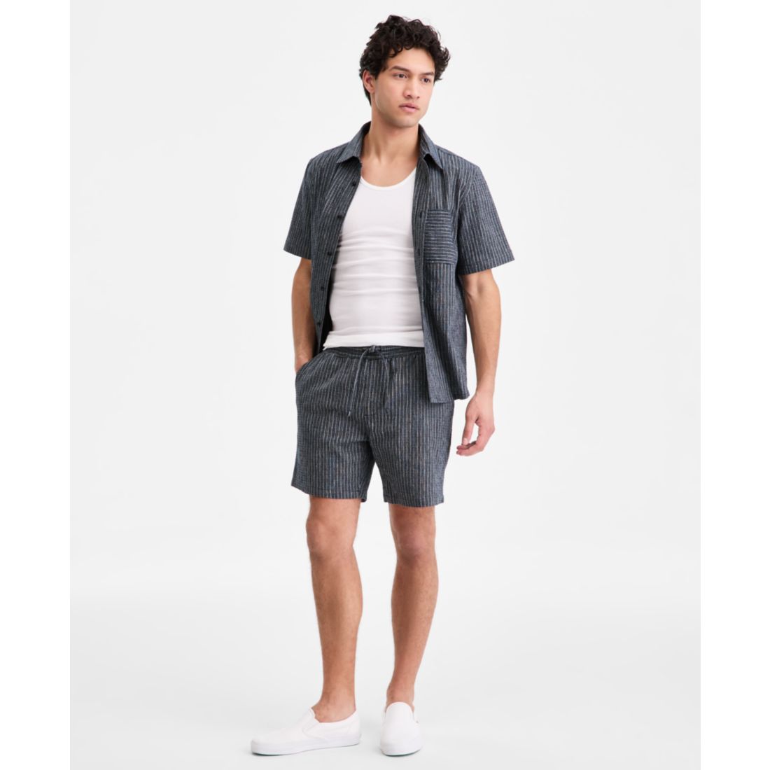 Sun + Stone Men's Jones Striped 6" Pull-On Shorts, Macy's Exclusive