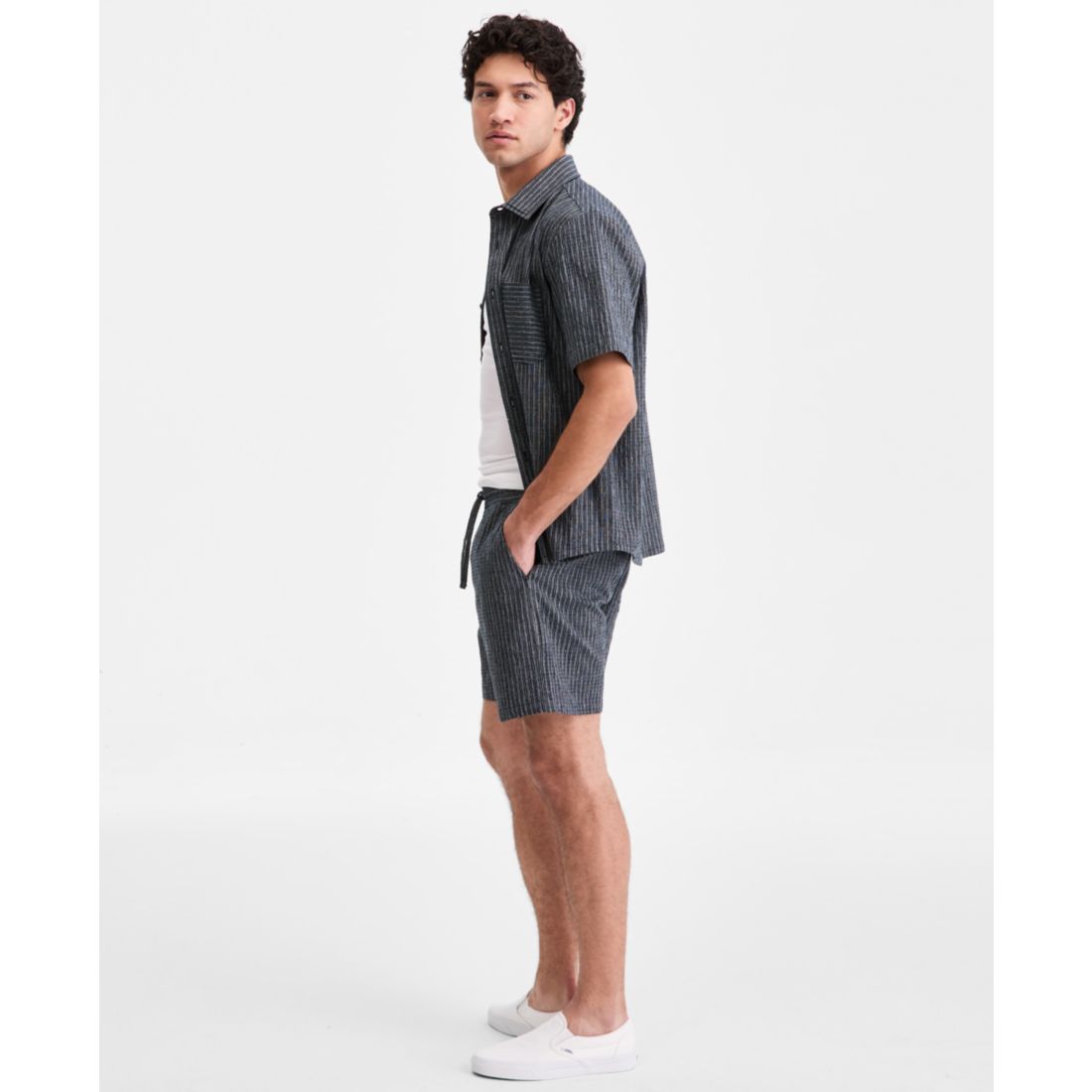 Sun + Stone Men's Jones Striped 6" Pull-On Shorts, Macy's Exclusive