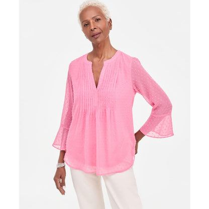 Style & Co Women's Textured Pintuck Ruffle Sleeve Top, Created for Macy's