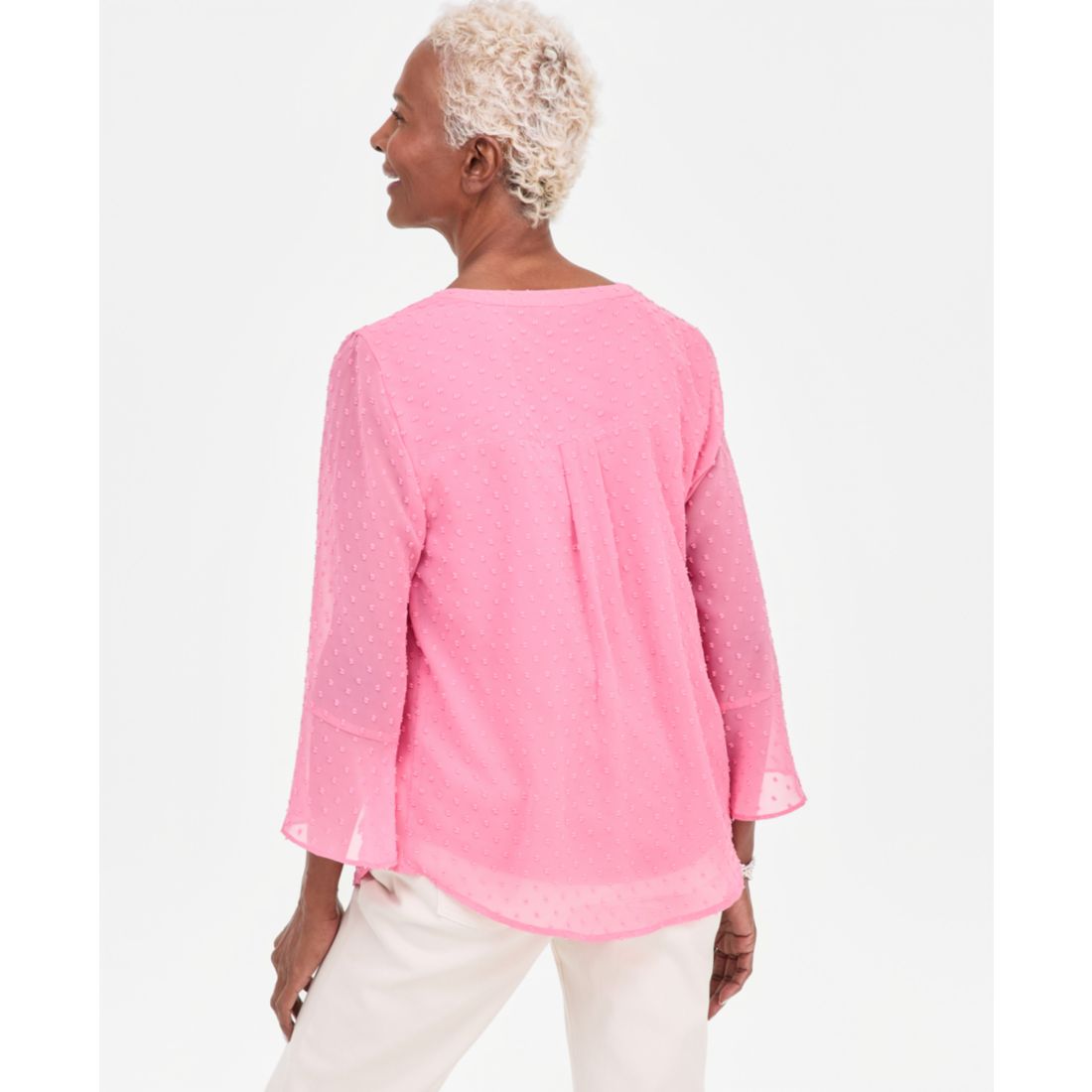 Style & Co Women's Textured Pintuck Ruffle Sleeve Top, Created for Macy's