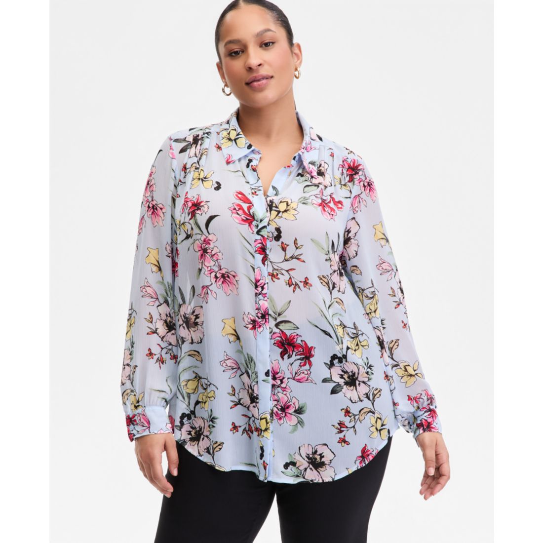 I.n.c. International Concepts Plus Size Collared Button-Front Shirt, Macy's Exclusive