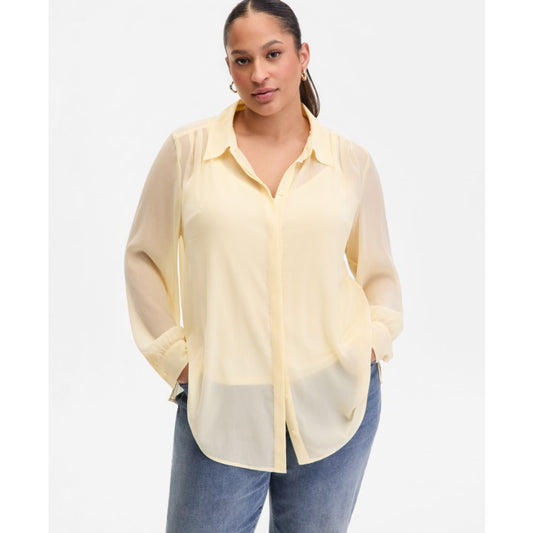 I.n.c. International Concepts Plus Size Collared Button-Front Shirt, Macy's Exclusive