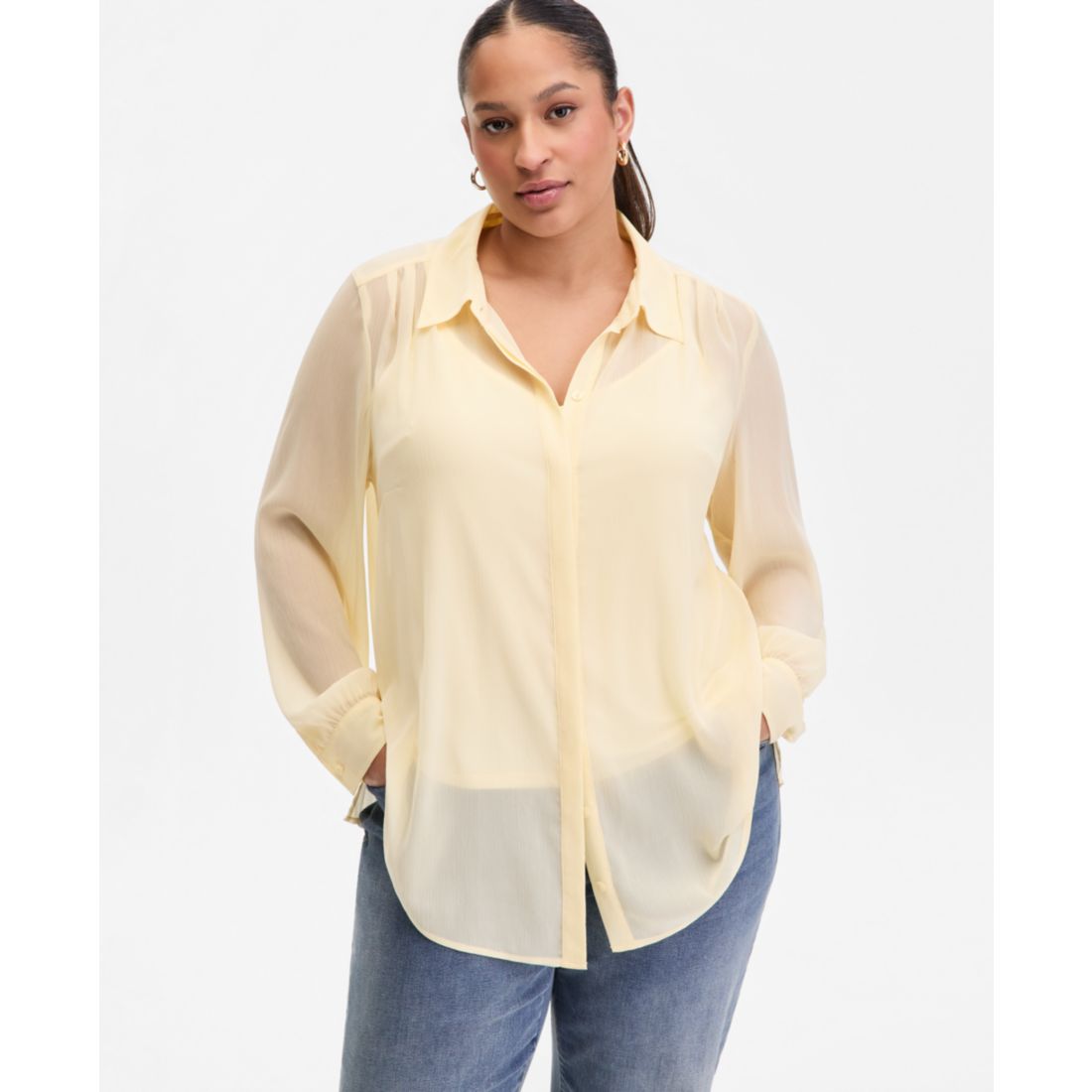 I.n.c. International Concepts Plus Size Collared Button-Front Shirt, Macy's Exclusive