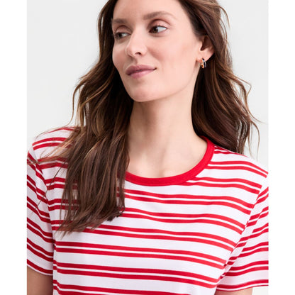 On 34th Women's Striped Curved-Hem T-Shirt, Macy's Exclusive