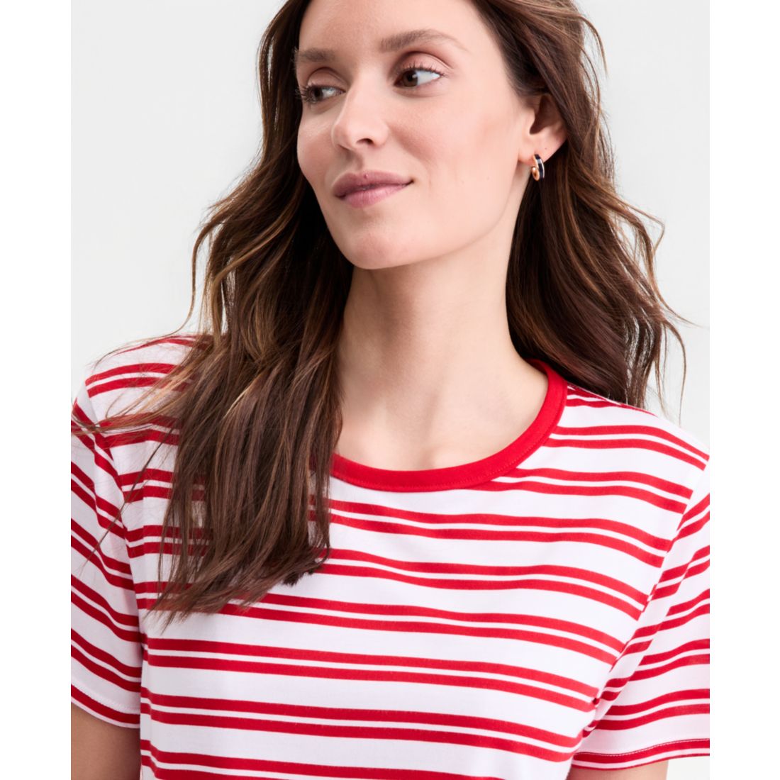 On 34th Women's Striped Curved-Hem T-Shirt, Macy's Exclusive
