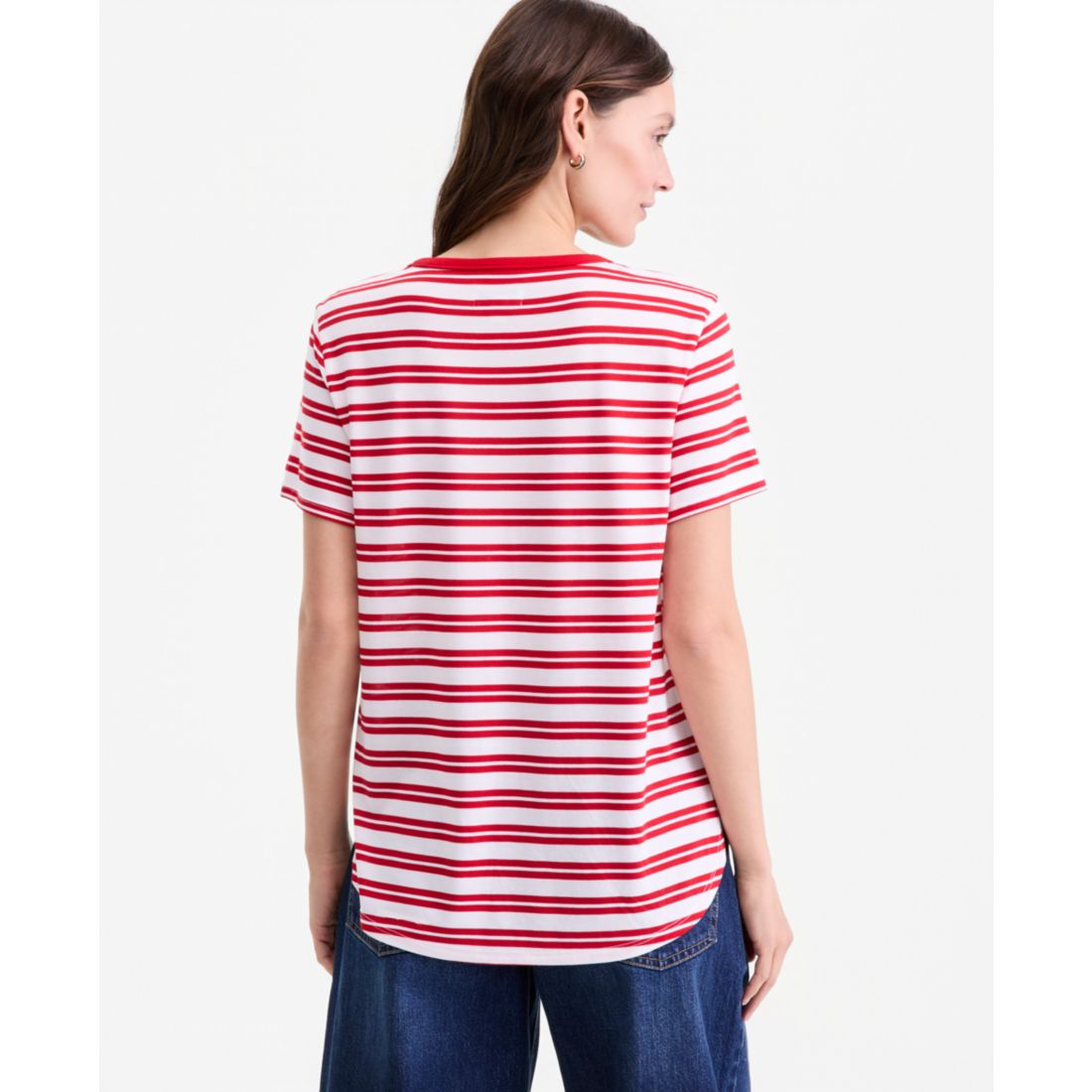On 34th Women's Striped Curved-Hem T-Shirt, Macy's Exclusive