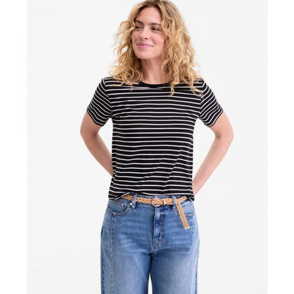 On 34th Women's Striped Curved-Hem T-Shirt, Macy's Exclusive