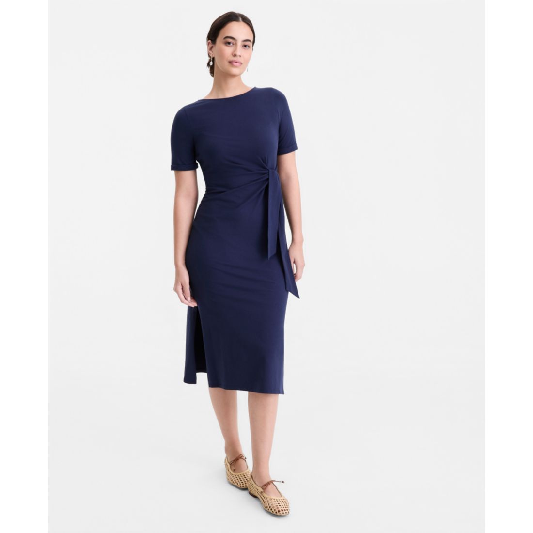 On 34th Women's Crewneck Wrap Tie Dress, Created for Macy's