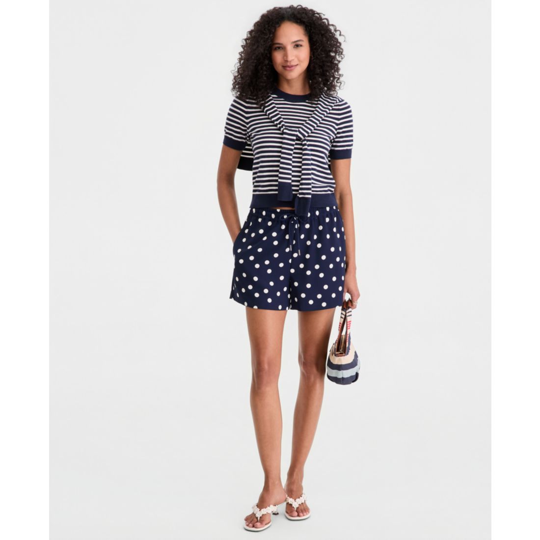 On 34th Women's Stripe Tie-Front Sweater Tee, Macy's Exclusive