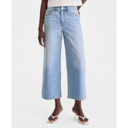 On 34th Women's High-Rise Cropped Faux-Pearl-Trim Jeans, Macy's Exclusive