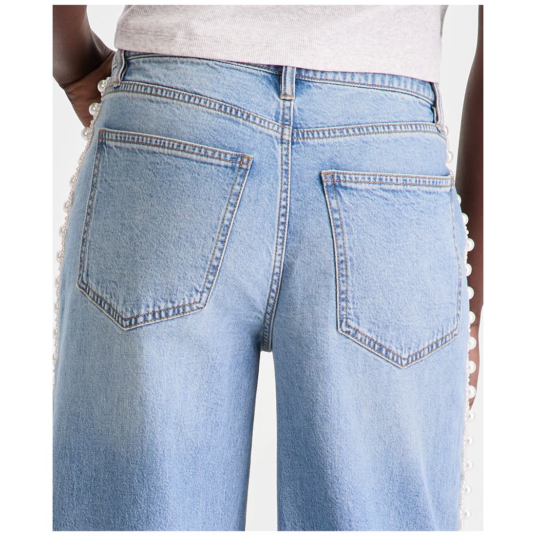 On 34th Women's High-Rise Cropped Faux-Pearl-Trim Jeans, Macy's Exclusive