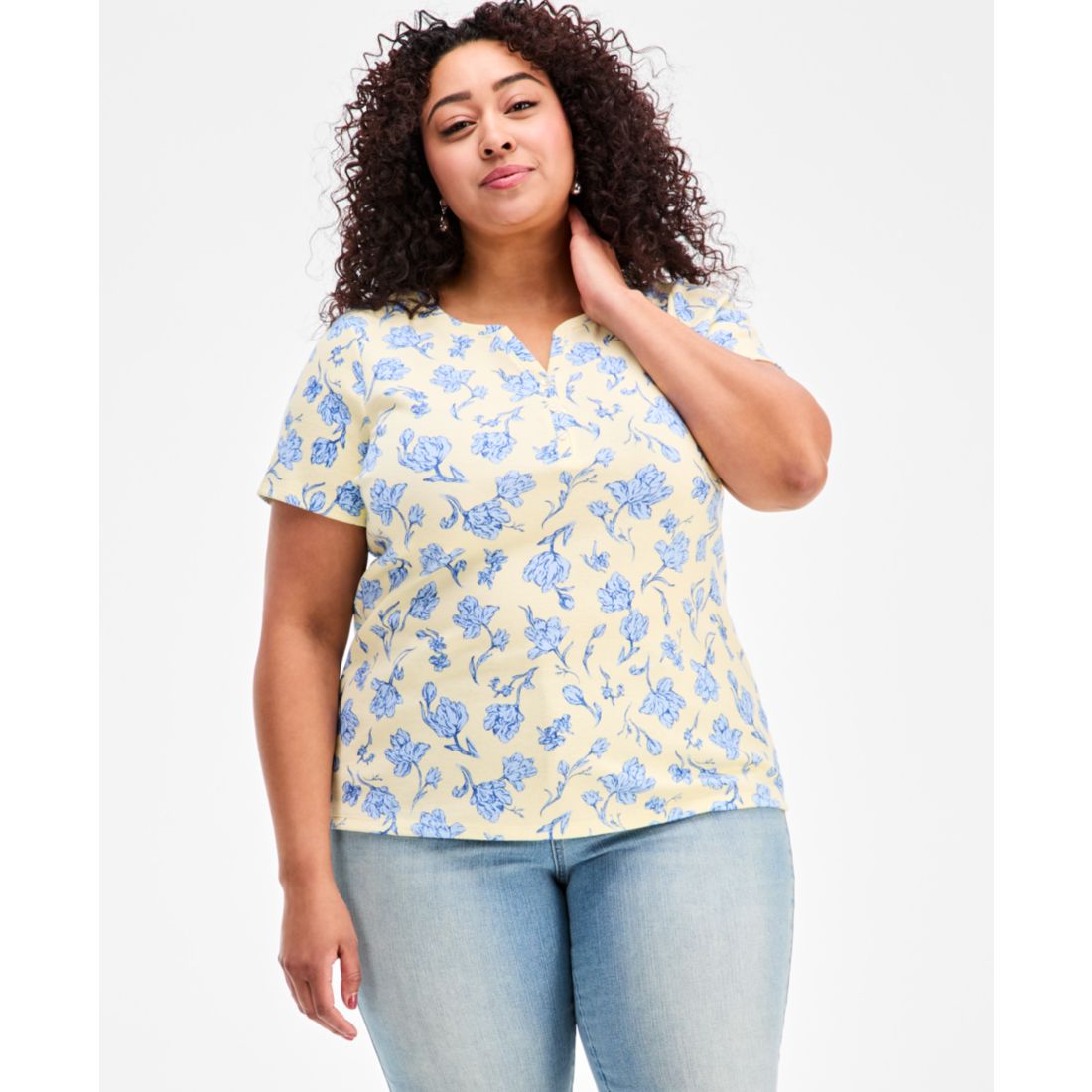 Style & Co Plus Size Short-Sleeve Henley Top, Exclusively at Macy's