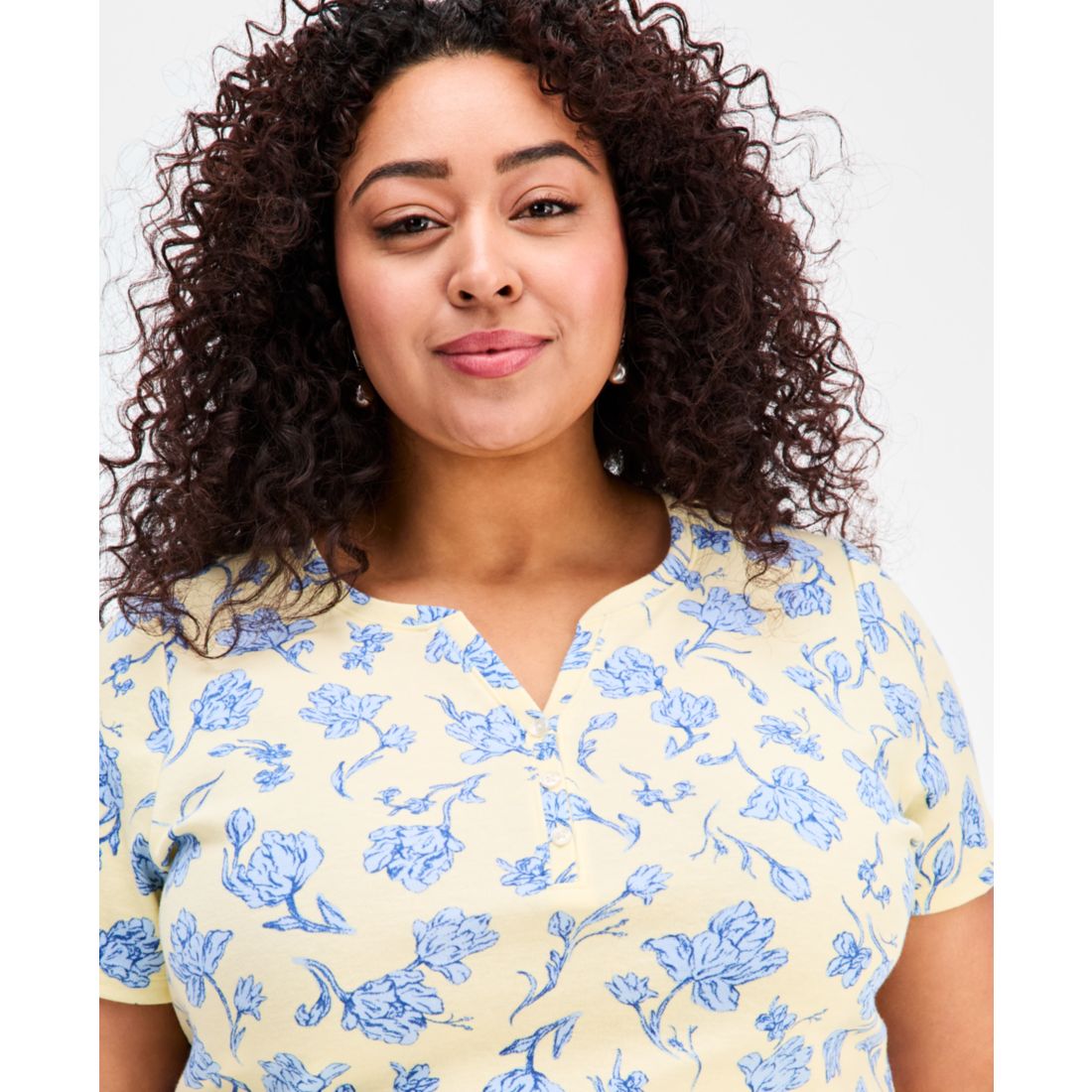 Style & Co Plus Size Short-Sleeve Henley Top, Exclusively at Macy's
