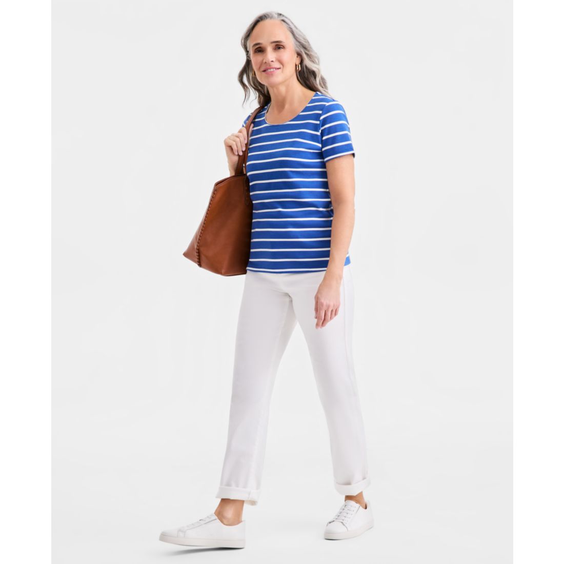 Style & Co Women's Printed Short-Sleeve Scoop-Neck Top, Macy's Exclusive