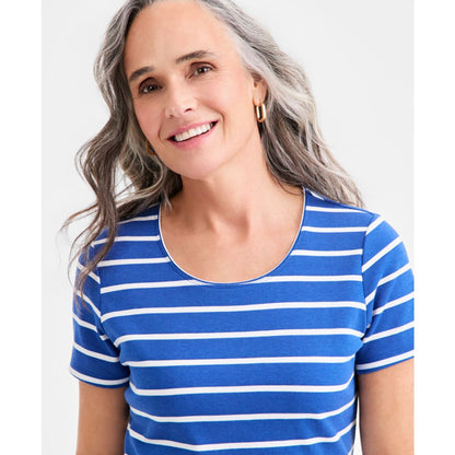 Style & Co Women's Printed Short-Sleeve Scoop-Neck Top, Macy's Exclusive
