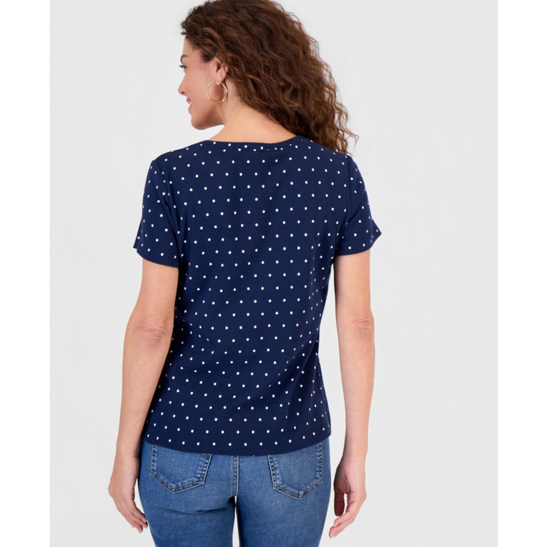 Style & Co Women's Printed Short-Sleeve Henley Top, Macy's Exclusive