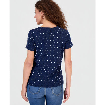 Style & Co Women's Printed Short-Sleeve Henley Top, Macy's Exclusive