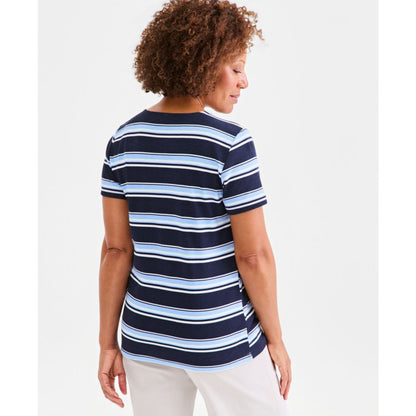 Style & Co Women's Striped Lace-Up Short-Sleeve Top, Macy's Exclusive