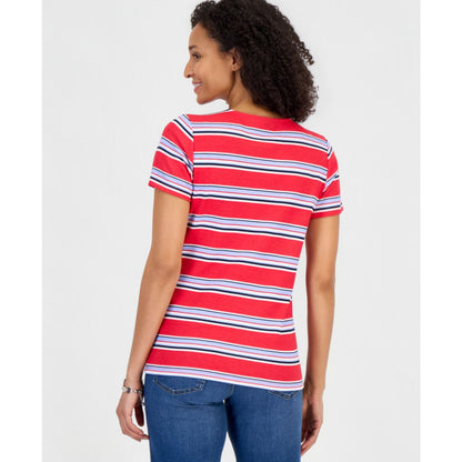 Style & Co Women's Striped Lace-Up Short-Sleeve Top, Macy's Exclusive