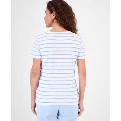 Style & Co Women's Striped Lace-Up Short-Sleeve Top, Macy's Exclusive
