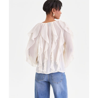 I.n.c. International Concepts Women's Long-Sleeve Ruffled Blouse, Macy's Exclusive
