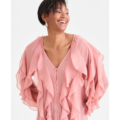 I.n.c. International Concepts Women's Long-Sleeve Ruffled Blouse, Macy's Exclusive