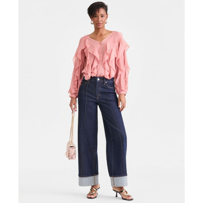 I.n.c. International Concepts Women's Long-Sleeve Ruffled Blouse, Macy's Exclusive