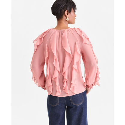 I.n.c. International Concepts Women's Long-Sleeve Ruffled Blouse, Macy's Exclusive