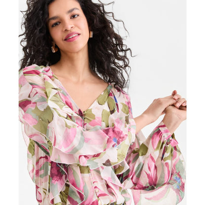 I.n.c. International Concepts Women's Long-Sleeve Ruffled Blouse, Macy's Exclusive