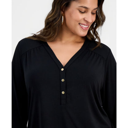 I.n.c. International Concepts Plus Size V-Neck Long-Sleeve Top, Macy's Exclusive