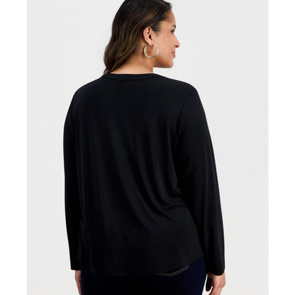 I.n.c. International Concepts Plus Size V-Neck Long-Sleeve Top, Macy's Exclusive