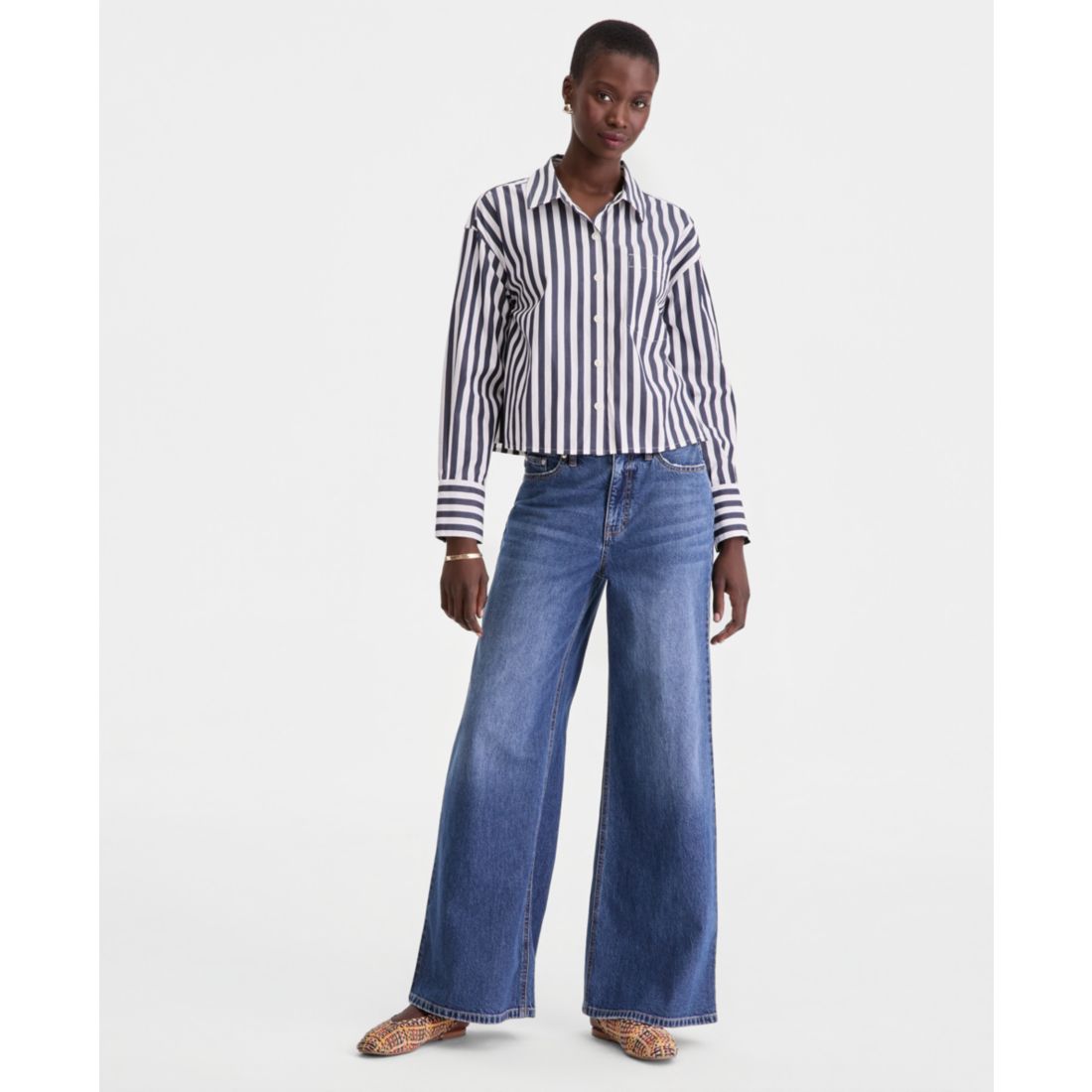 On 34th Women's Cotton Cropped Poplin Shirt, Macy's Exclusive