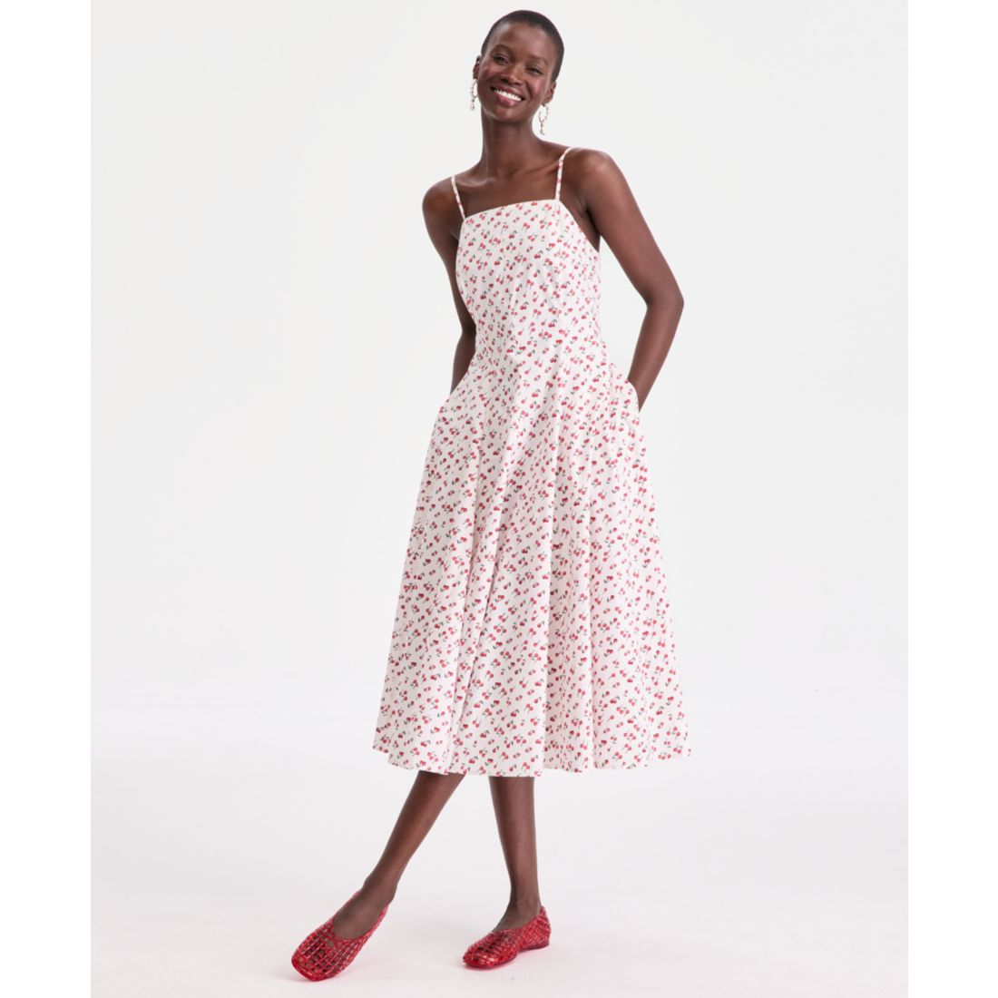 On 34th Women's Square-Neck Seamed Fit & Flare Midi Dress, Macy's Exclusive
