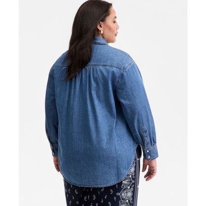On 34th Trendy Plus Size Geneva Cotton Snap-Front Shirt, Macy's Exclusive